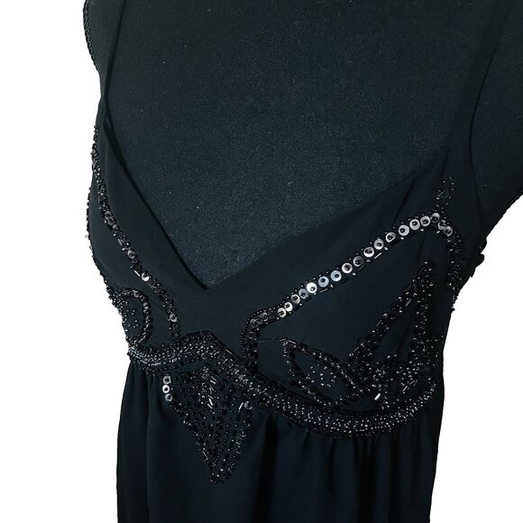 NEW LOOK Dress Size 14 Black Sequin Long dress Cocktail‎ Bling Party Ball Soiree - Picture 7 of 8